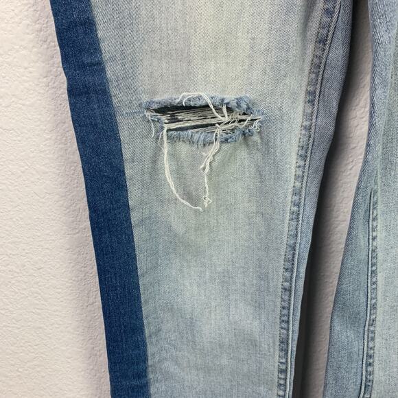 Spanx Side Stripe Skinny Pull On Light Blue Wash Jeans Size Small 20234R - Picture 2 of 11